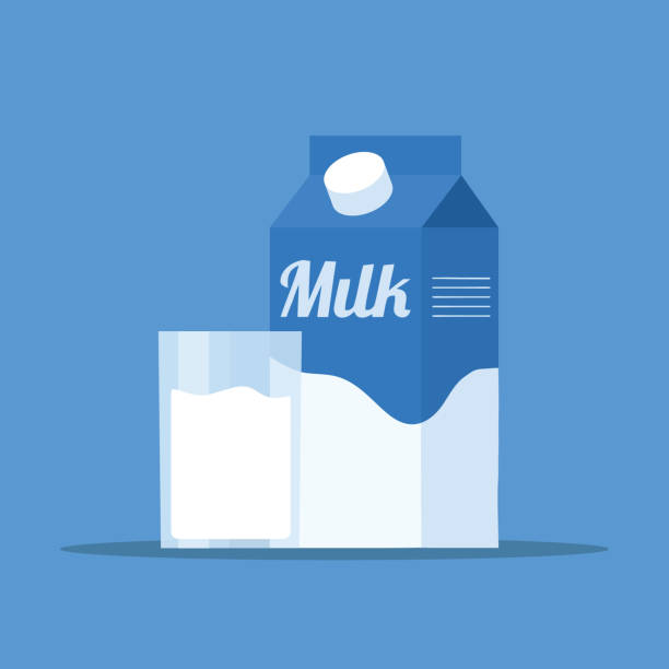 Pack of milk with glass. Pack of milk with glass. Milk box and glass. Protein food. Healthy eating. Vector stock milk carton stock illustrations