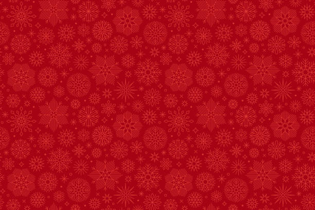 Seamless Christmas Pattern Holiday pattern with snowflakes in repeat. Red Christmas seamless pattern with graphic snowflakes. christmas wrapping paper stock illustrations