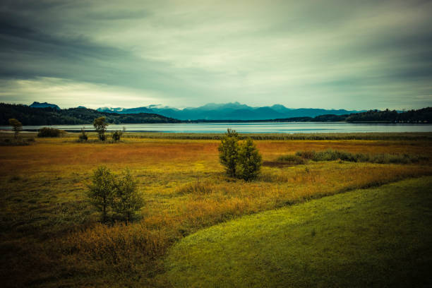 lake simssee and chiemgauer alps in bavaria