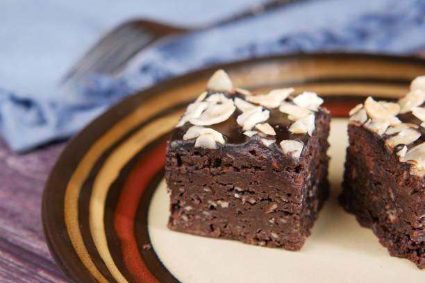istock slice of brownie on plate on table 1346746918
