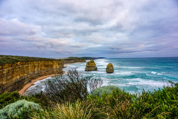 istock Beautiful cliffs next to the Great Ocean Road in Australia. 1346748931