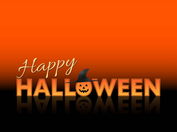 istock Happy Halloween text with jack o’lantern with orange and black background - Illustration 1346755192