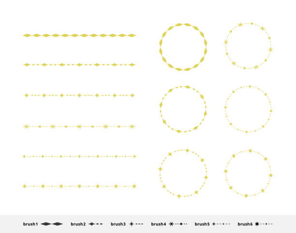 Illustration set of decorative lines, heading lines, circular frames and borders. EPS data is CMYK color, JPG or PNG data is RGB color. Illustration set of decorative lines, heading lines, circular frames and borders. Color version. 物の形 stock illustrations