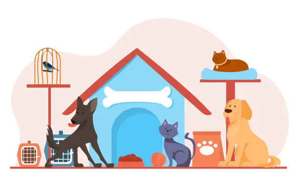 Vector illustration of Pet shop poster concept