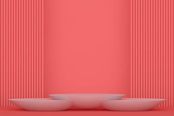 istock 3D Red Stands, Product Stand, Blank Scene 1346767987