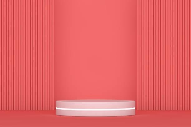 istock 3D Red Stands, Product Stand, Blank Scene 1346768126