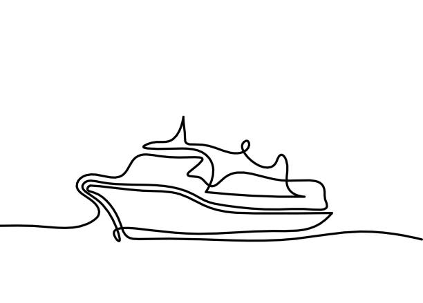 Abstract boat as line drawing on white background Abstract boat as line drawing on white background bedpan stock illustrations