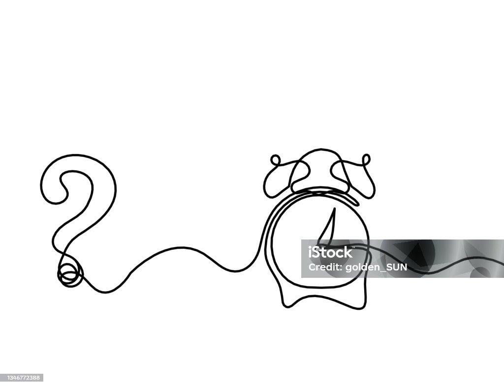 Abstract Alarm Clock Abstract Alarm Clock With Question Mark As Line Drawing On White ...