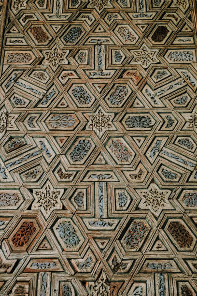 istock Close up wooden arabic Style door 1346774158