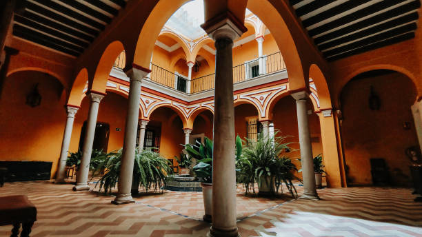 istock Wide view spanish patio arabic style, vibrant colors 1346774295