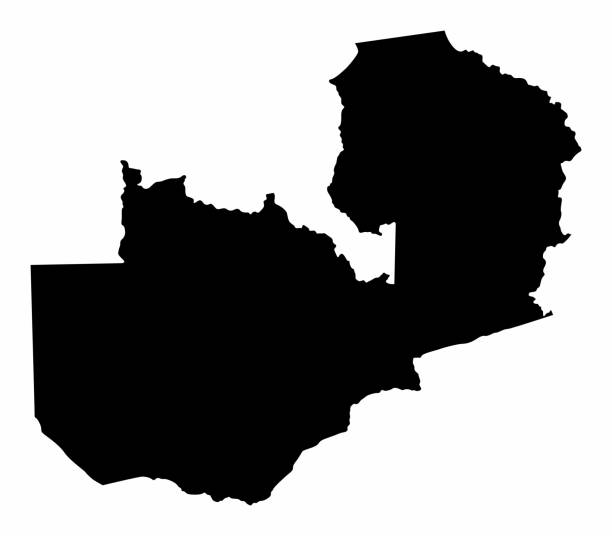 Zambia silhouette map Zambia silhouette map isolated on white background zambia stock illustrations
