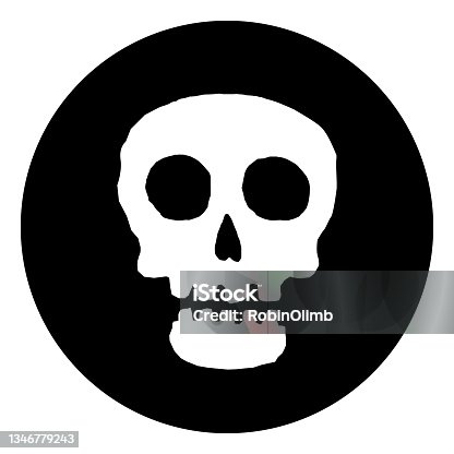istock Rough White Spooky Skull Icon 1346779243