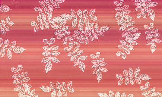 Leaves Background - Scattered White Leaves on Coral Background. Nature motif