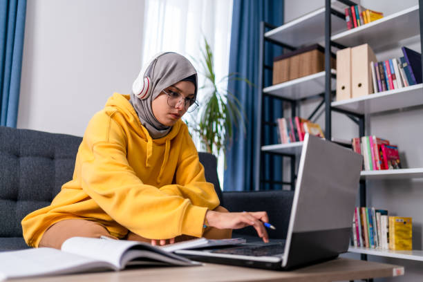 istock Middle Eastern Girl attending a Video Call 1346784794