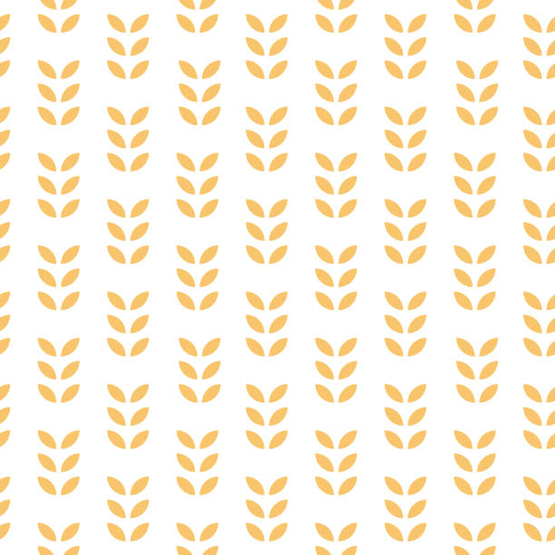 stockillustraties, clipart, cartoons en iconen met seamless geometric pattern. oats, wheat, grain, rice background, fox. vector illustration - wheat