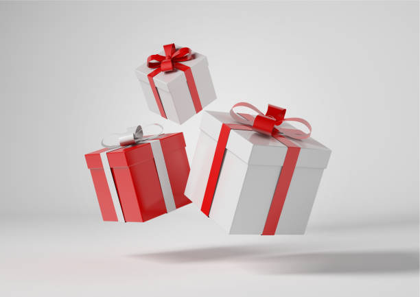 istock Flying Christmas gift boxes isolated from the background 1346789950