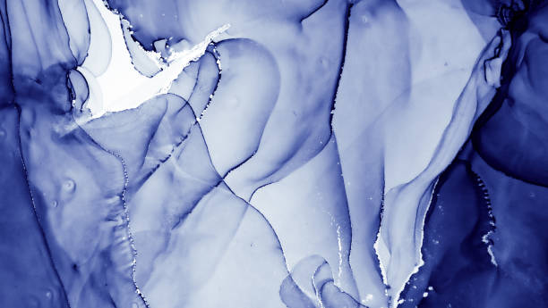 istock Snow Ink Paint. Art Flow Illustration. Blue 1346793500