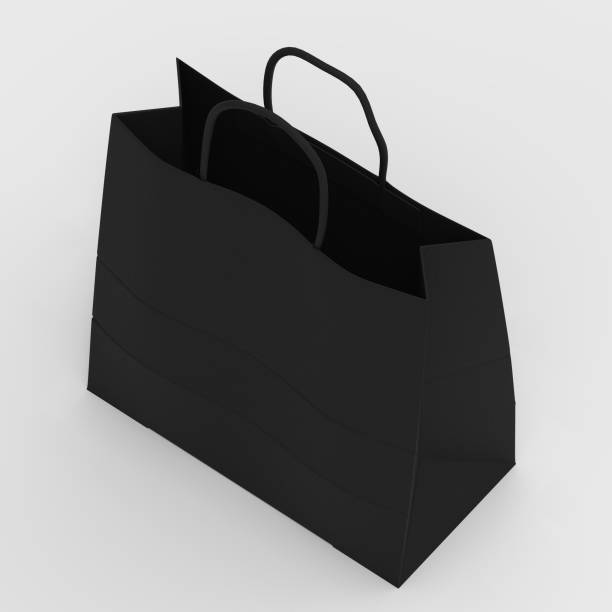 istock Black cardboard bag isolated on white background ready for mockup 1346794567