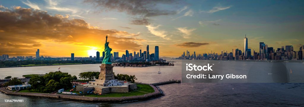 Manhattan Statue of Liberty New York City Stock Photo