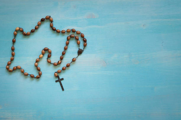 Rosary on white background