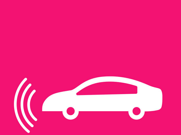 Illustration depicting a simple icon silhouette of an autonomous vehicle Illustration depicting a simple icon silhouette of an autonomous vehicle uber driver stock illustrations