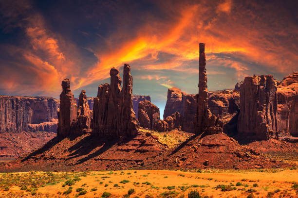 Monument Valley at amazing sunset, Arizona, USA