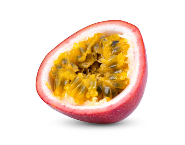 istock Half Purple passion fruit isolated on white 1346837163