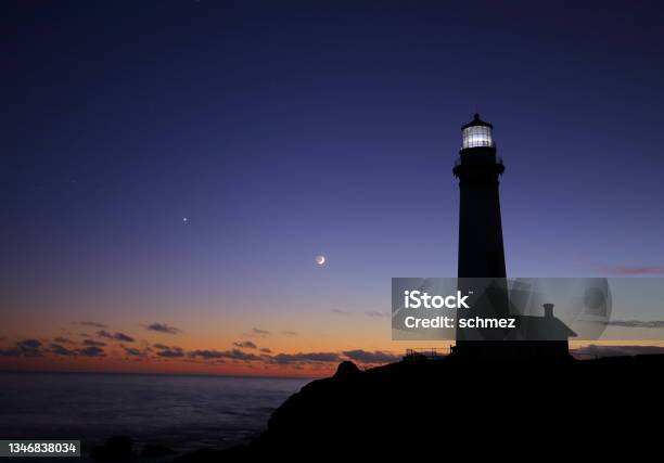 Twilight At Pigeon Point Lighthouse Northern California Stock Photo - Download Image Now