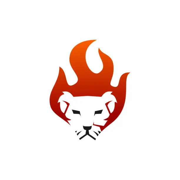 Vector illustration of Lion Flame Fire Illustration Emblem Mascot Isolated