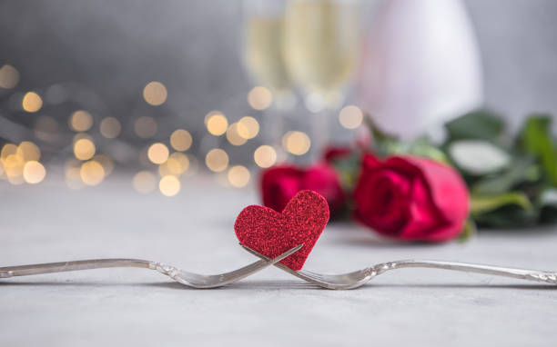 istock Forks and a heart. Holiday menu for Valentines Day. 1346847385