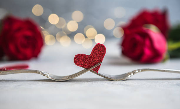 istock Forks and a heart. Holiday menu for Valentines Day. 1346847386
