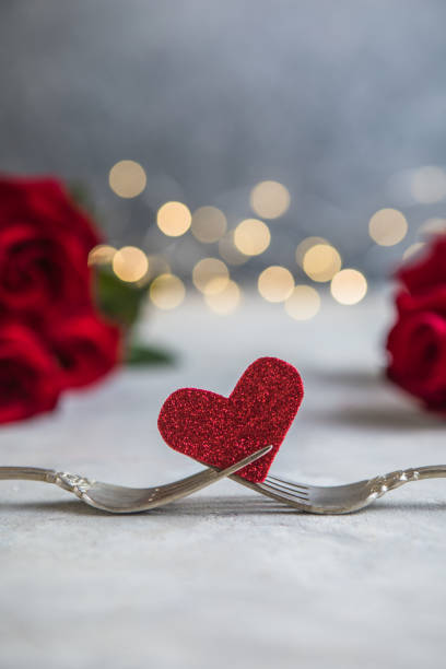 istock Forks and a heart. Holiday menu for Valentines Day. 1346847388