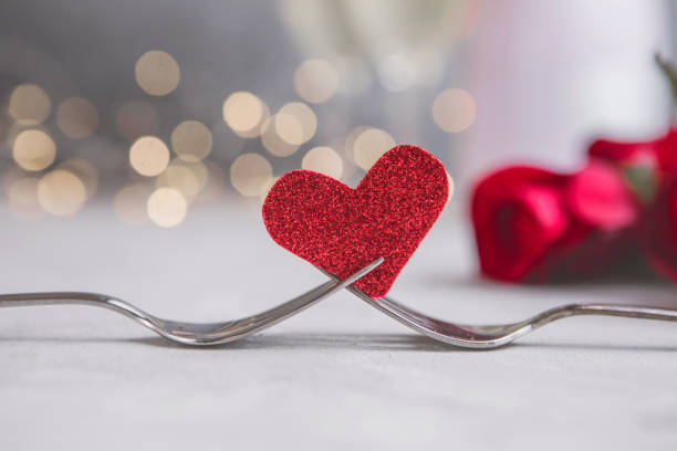 istock Forks and a heart. Holiday menu for Valentines Day. 1346847392
