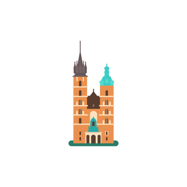 성 마리아 대성당. - polish culture poland malopolskie province cathedral stock illustrations