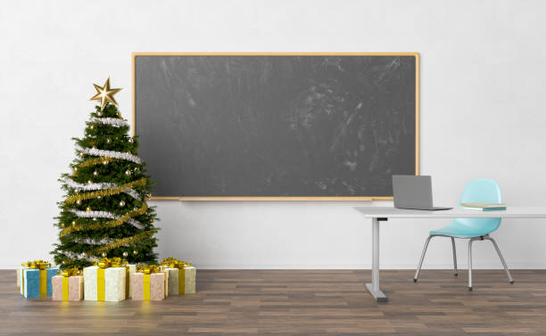 istock blackboard in a classroom with christmas tree 1346852737