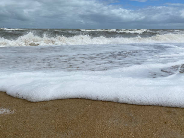 dzień blustery na plaży - blustery zdjęcia i obrazy z banku zdjęć