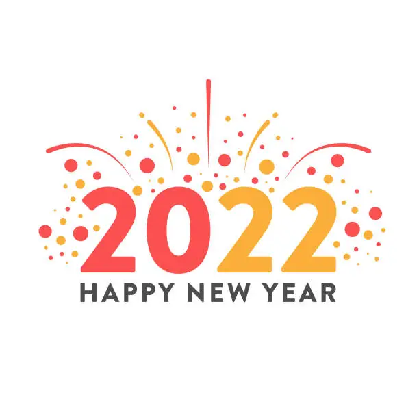 Vector illustration of Happy New Year 2022 Banner Flat Design on White Background.