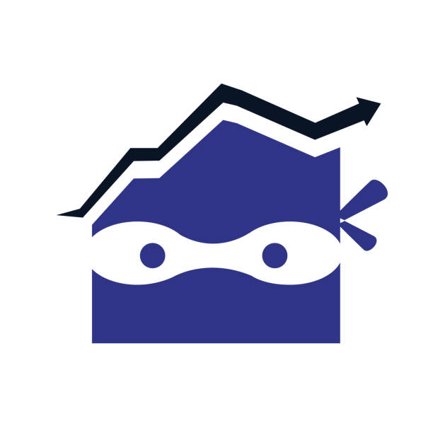 ninja management logo design, trade bull chart, finanzlogos. geschäftsanalyse. - maskottchen grafiken stock-grafiken, -clipart, -cartoons und -symbole