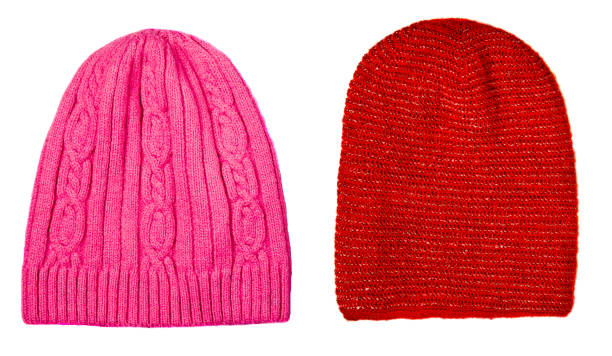 istock Women's hat . knitted hat isolated on white background.pink hat 1346860355