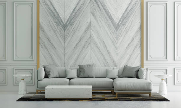 istock Home and decoration and luxury living room interior design and marble pattern background. 1346864614
