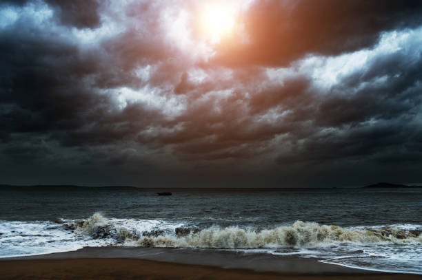istock Storm seascape with dark clouds 1346868147