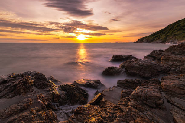 Sunset Seascape of Khao Laem Ya day time, Rayong, Thailand, Lockdown. Sunset Seascape of Khao Laem Ya day time, Rayong, Thailand, Lockdown. cameron montana stock pictures, royalty-free photos & images