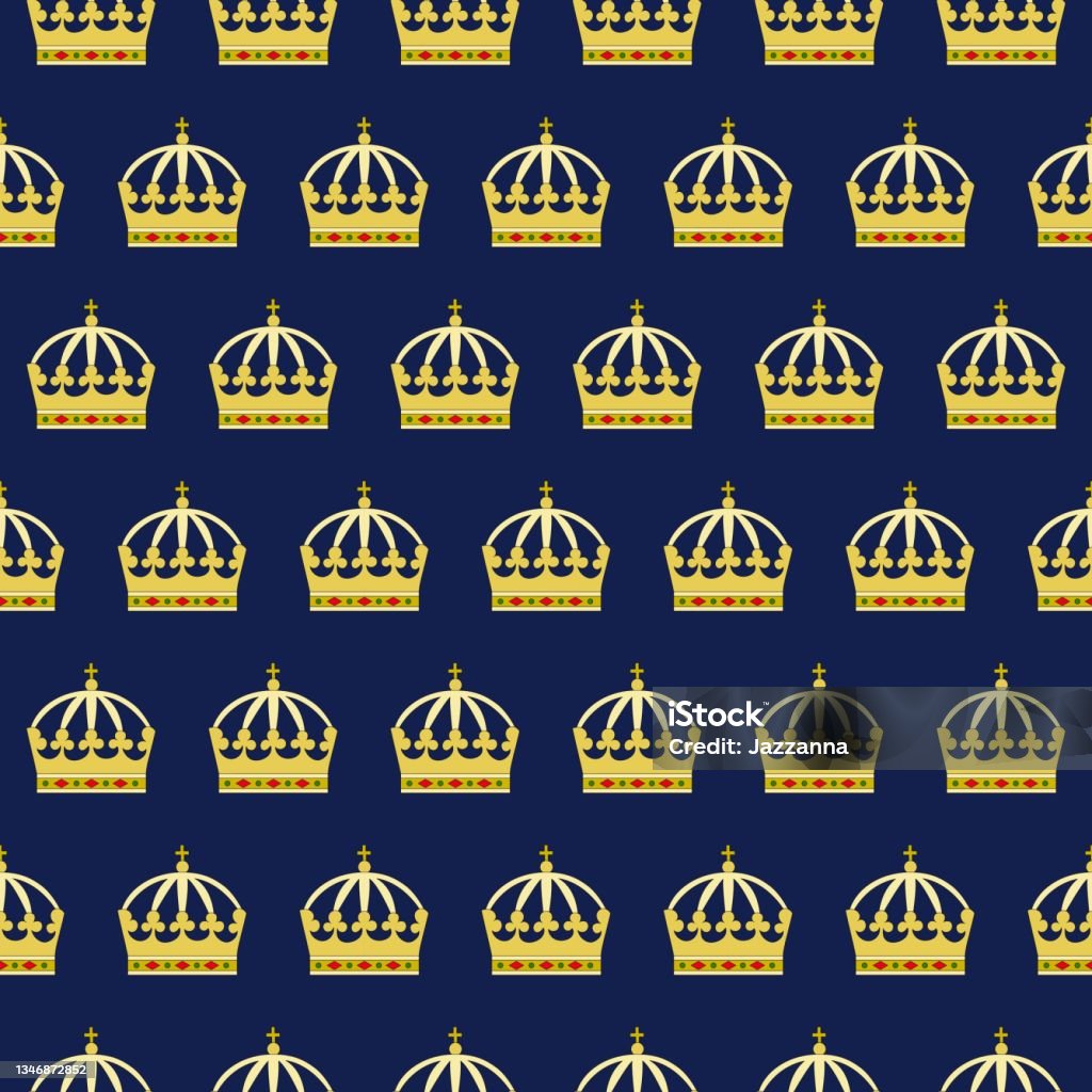 Seamless Pattern Royal Crown Blue Stock Illustration - Download Image ...
