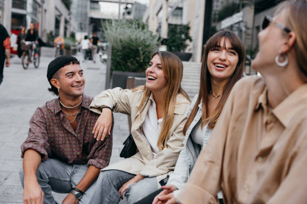istock Young friends out for shopping 1346873667