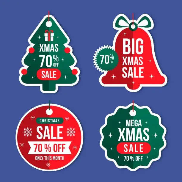 Vector illustration of flat christmas sale tag collection vector design illustration