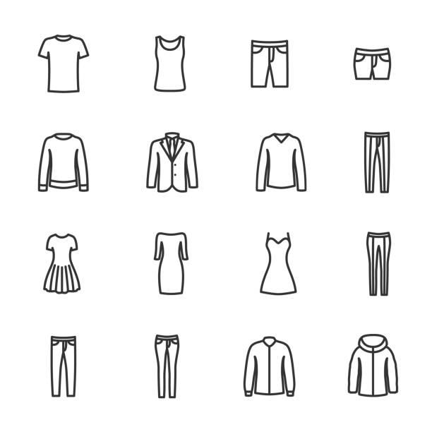 Vector set of clothing line icons. Vector set of clothing line icons. business casual fashion stock illustrations