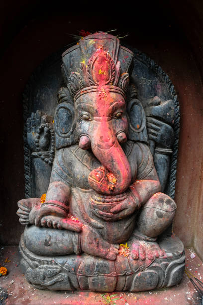 Sculpture of the god Ganesha at the Mahakali Temple of Bhaktapur in the Kathmandu Valley, Nepal.