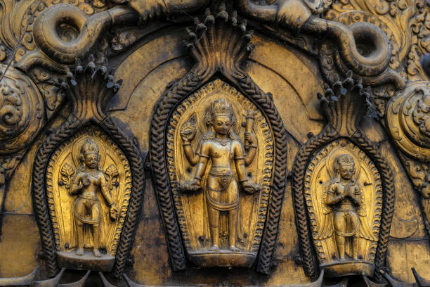 Detail of the Changu Narayan Temple considered the oldest temple in Nepal, located in Changunarayan in the Kathmandu Valley, Nepal.