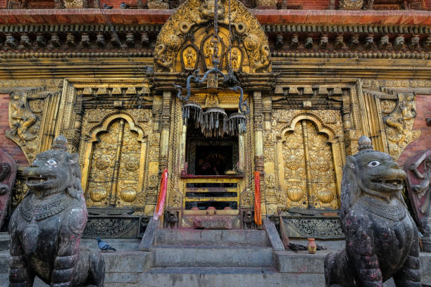 Detail of the Changu Narayan Temple considered the oldest temple in Nepal, located in Changunarayan in the Kathmandu Valley, Nepal.
