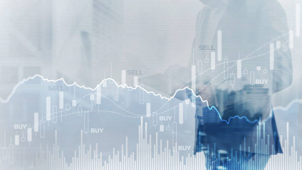 istock Abstract financial graph office building background, financial and trading concept 1346878110